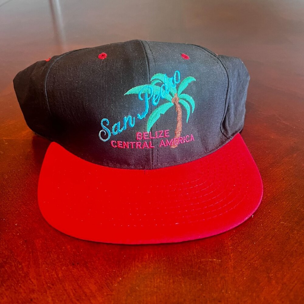 Vintage San Pedro‎ Belize Central America  Hat - Tabony Palm Tree Embroidery